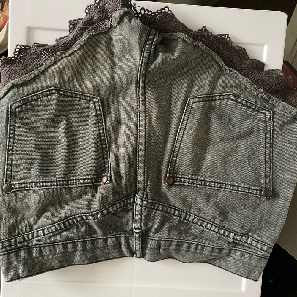 Gray free people denim shorts